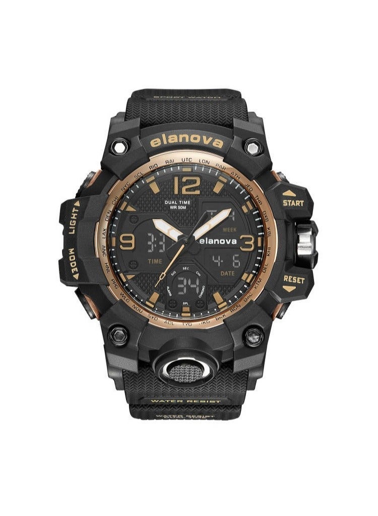 إيلانوفا ساعة يد أنيقة بعقارب وشاشة رقمية، مقاومة للماء، بسوا مقاوم للتلف، مثالية للجنسين طراز EL907 - Image 1